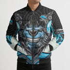 Cronulla Sutherland Sharks Bomber Puffer Jacket The Scream of Lightning Eyes - Indigenous Dot Ripping Effect