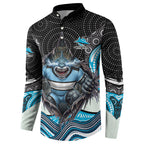 Cronulla Sutherland Sharks Button Sweatshirt The Scream of Lightning Eyes - Indigenous Dot Ripping Effect