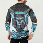 Cronulla Sutherland Sharks Button Sweatshirt The Scream of Lightning Eyes - Indigenous Dot Ripping Effect