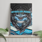 Cronulla Sutherland Sharks Canvas Wall Art The Scream of Lightning Eyes - Indigenous Dot Ripping Effect