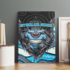 Cronulla Sutherland Sharks Canvas Wall Art The Scream of Lightning Eyes - Indigenous Dot Ripping Effect