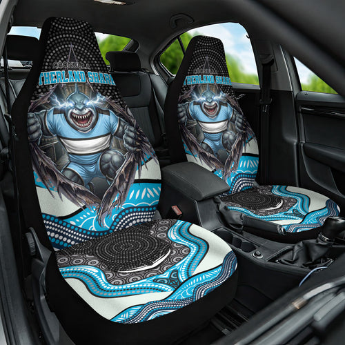 Cronulla Sutherland Sharks Car Seat Cover The Scream of Lightning Eyes - Indigenous Dot Ripping Effect
