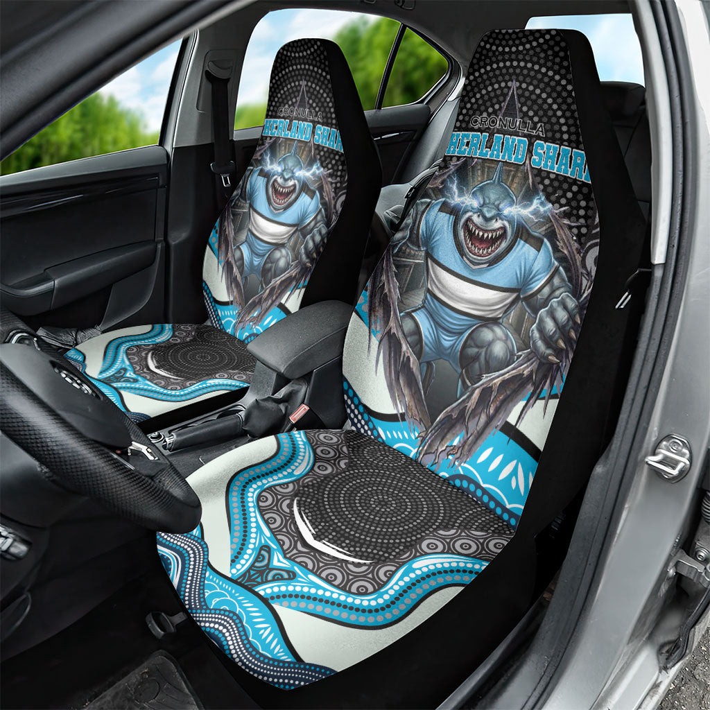 Cronulla Sutherland Sharks Car Seat Cover The Scream of Lightning Eyes - Indigenous Dot Ripping Effect