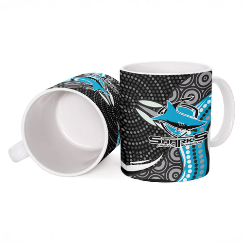 Cronulla Sutherland Sharks Ceramic Mug The Scream of Lightning Eyes - Indigenous Dot Ripping Effect