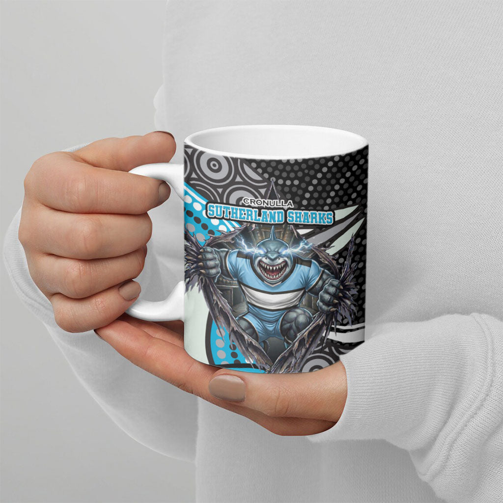 Cronulla Sutherland Sharks Ceramic Mug The Scream of Lightning Eyes - Indigenous Dot Ripping Effect