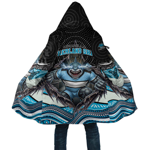 Cronulla Sutherland Sharks Cloak The Scream of Lightning Eyes - Indigenous Dot Ripping Effect