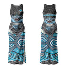 Cronulla Sutherland Sharks Couples Matching Tank Maxi Dress and Hawaiian Shirt The Scream of Lightning Eyes - Indigenous Dot Ripping Effect