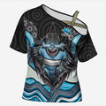 Cronulla Sutherland Sharks Cross Shoulder Shirt The Scream of Lightning Eyes - Indigenous Dot Ripping Effect