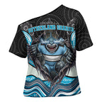Cronulla Sutherland Sharks Cross Shoulder Shirt The Scream of Lightning Eyes - Indigenous Dot Ripping Effect