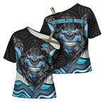 Cronulla Sutherland Sharks Cross Shoulder Shirt The Scream of Lightning Eyes - Indigenous Dot Ripping Effect