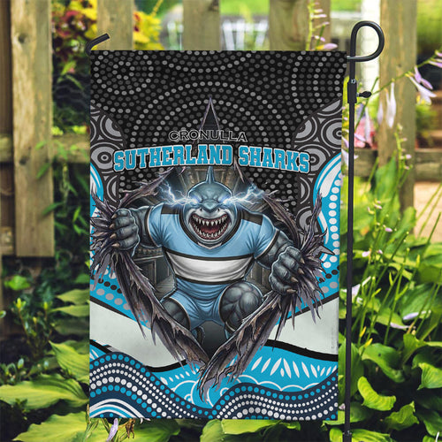 Cronulla Sutherland Sharks Garden Flag The Scream of Lightning Eyes - Indigenous Dot Ripping Effect