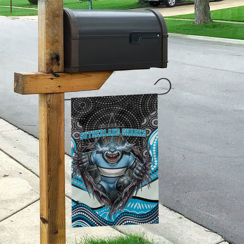 Cronulla Sutherland Sharks Garden Flag The Scream of Lightning Eyes - Indigenous Dot Ripping Effect