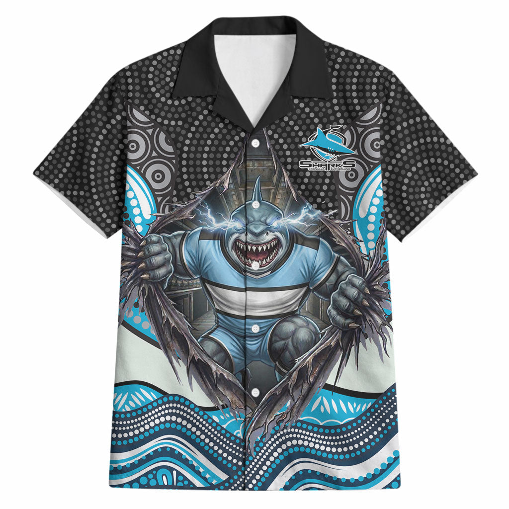 Cronulla Sutherland Sharks Hawaiian Shirt The Scream of Lightning Eyes - Indigenous Dot Ripping Effect