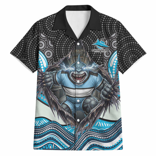 Cronulla Sutherland Sharks Hawaiian Shirt The Scream of Lightning Eyes - Indigenous Dot Ripping Effect