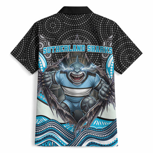 Cronulla Sutherland Sharks Hawaiian Shirt The Scream of Lightning Eyes - Indigenous Dot Ripping Effect