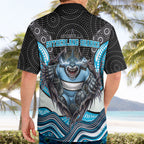 Cronulla Sutherland Sharks Hawaiian Shirt The Scream of Lightning Eyes - Indigenous Dot Ripping Effect