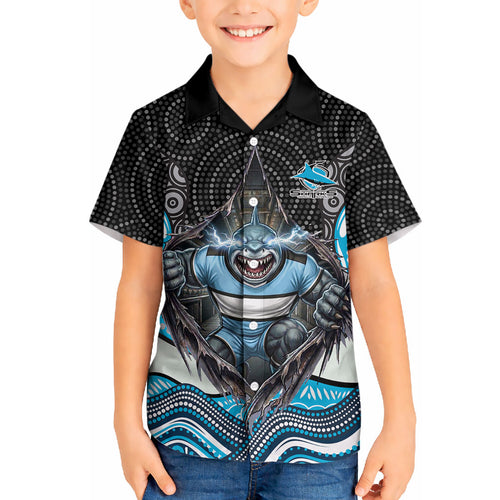 Cronulla Sutherland Sharks Hawaiian Shirt The Scream of Lightning Eyes - Indigenous Dot Ripping Effect
