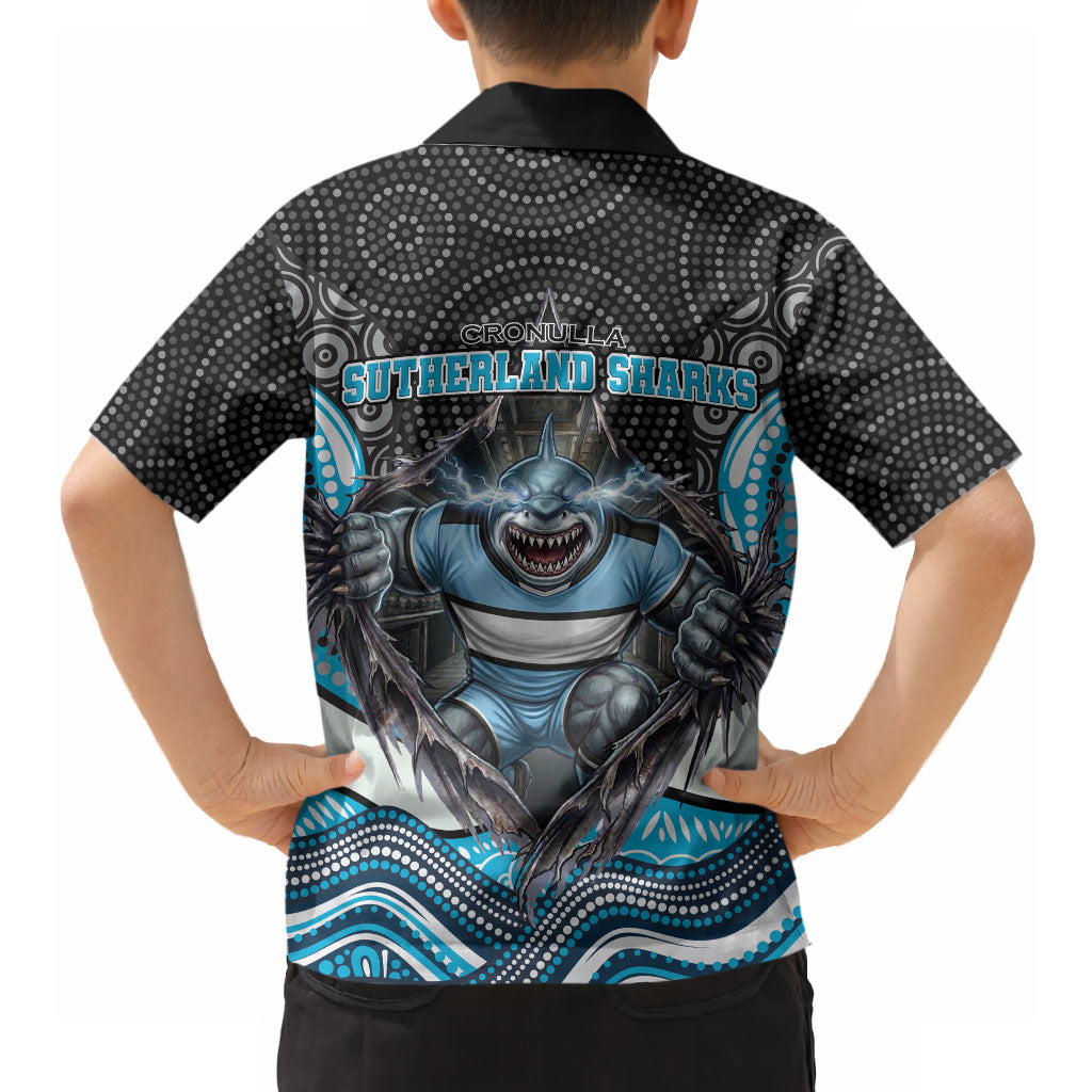 Cronulla Sutherland Sharks Hawaiian Shirt The Scream of Lightning Eyes - Indigenous Dot Ripping Effect