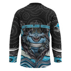 Cronulla Sutherland Sharks Hockey Jersey The Scream of Lightning Eyes - Indigenous Dot Ripping Effect