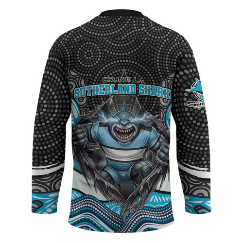 Cronulla Sutherland Sharks Hockey Jersey The Scream of Lightning Eyes - Indigenous Dot Ripping Effect