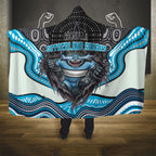 Cronulla Sutherland Sharks Hooded Blanket The Scream of Lightning Eyes - Indigenous Dot Ripping Effect