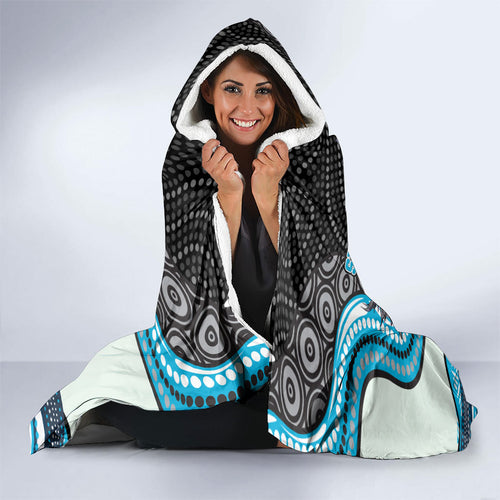 Cronulla Sutherland Sharks Hooded Blanket The Scream of Lightning Eyes - Indigenous Dot Ripping Effect