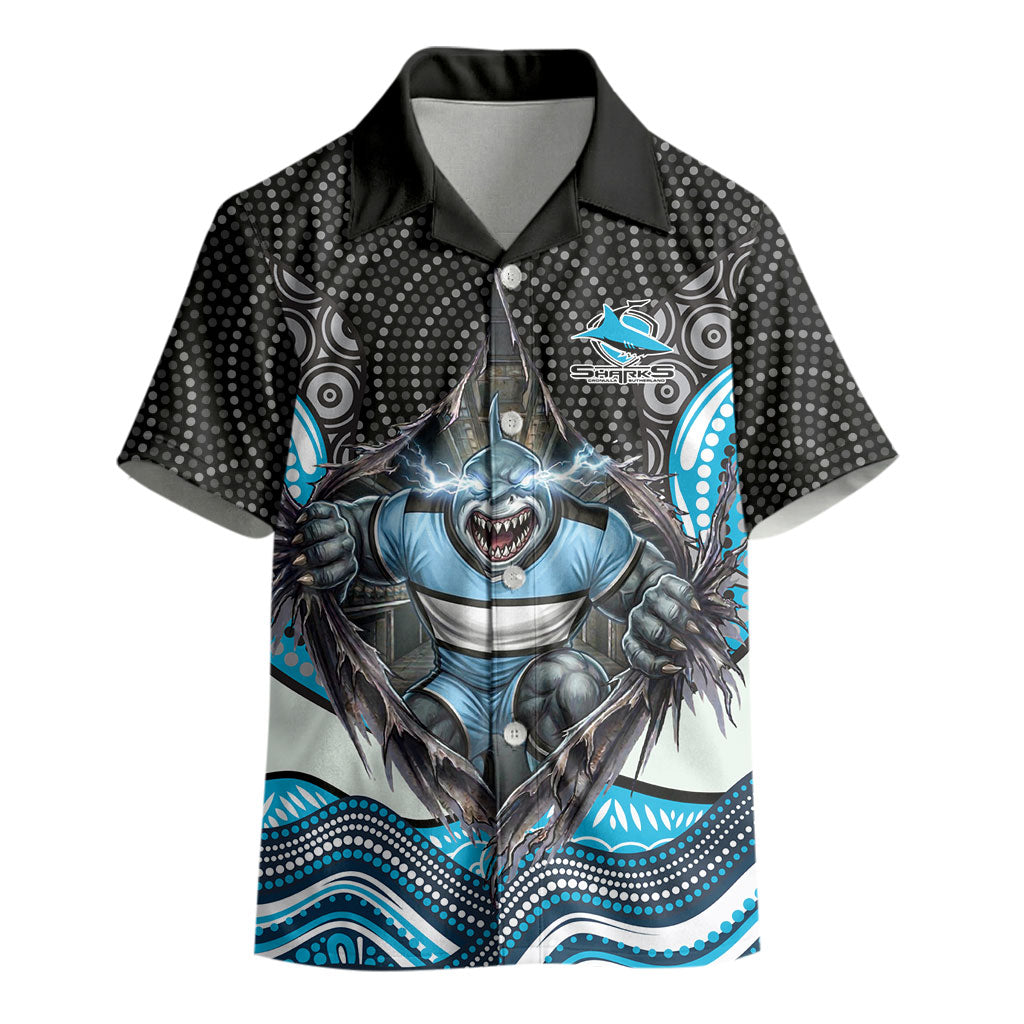 Cronulla Sutherland Sharks Kid Hawaiian Shirt The Scream of Lightning Eyes - Indigenous Dot Ripping Effect