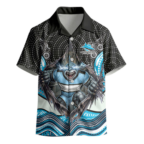 Cronulla Sutherland Sharks Kid Hawaiian Shirt The Scream of Lightning Eyes - Indigenous Dot Ripping Effect