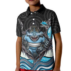 Cronulla Sutherland Sharks Kid Polo Shirt The Scream of Lightning Eyes - Indigenous Dot Ripping Effect