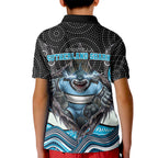 Cronulla Sutherland Sharks Kid Polo Shirt The Scream of Lightning Eyes - Indigenous Dot Ripping Effect