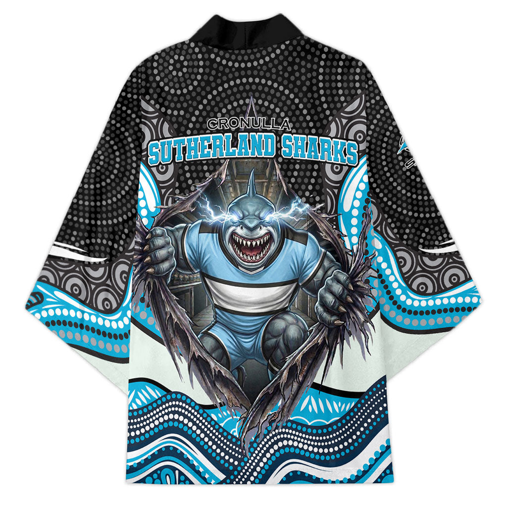 Cronulla Sutherland Sharks Kimono The Scream of Lightning Eyes - Indigenous Dot Ripping Effect