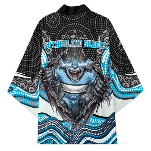 Cronulla Sutherland Sharks Kimono The Scream of Lightning Eyes - Indigenous Dot Ripping Effect