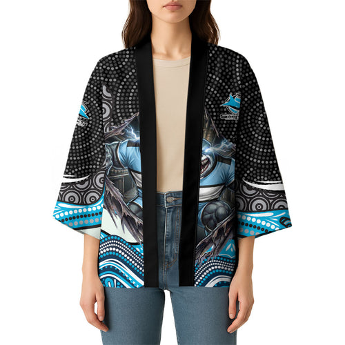 Cronulla Sutherland Sharks Kimono The Scream of Lightning Eyes - Indigenous Dot Ripping Effect