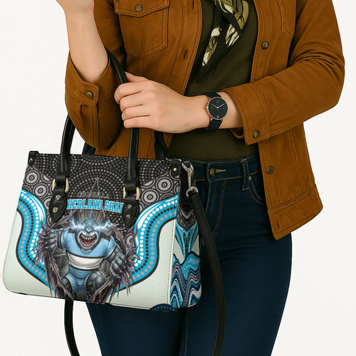 Cronulla Sutherland Sharks Leather Bag The Scream of Lightning Eyes - Indigenous Dot Ripping Effect