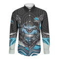 Cronulla Sutherland Sharks Long Sleeve Button Shirt The Scream of Lightning Eyes - Indigenous Dot Ripping Effect