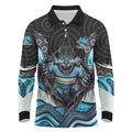 Cronulla Sutherland Sharks Long Sleeve Polo Shirt The Scream of Lightning Eyes - Indigenous Dot Ripping Effect