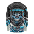Cronulla Sutherland Sharks Long Sleeve Shirt The Scream of Lightning Eyes - Indigenous Dot Ripping Effect