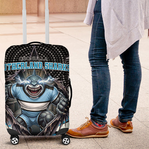 Cronulla Sutherland Sharks Luggage Cover The Scream of Lightning Eyes - Indigenous Dot Ripping Effect