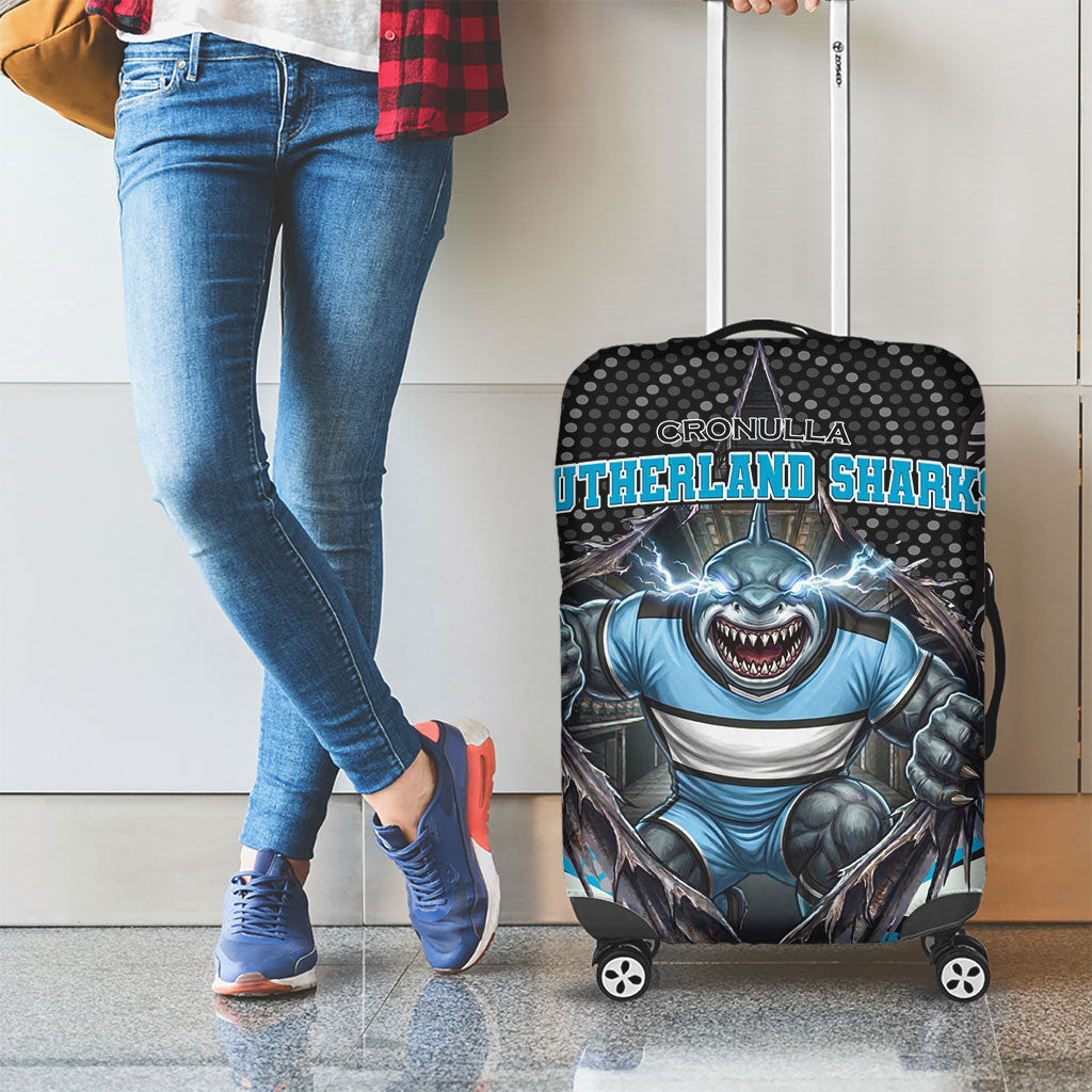 Cronulla Sutherland Sharks Luggage Cover The Scream of Lightning Eyes - Indigenous Dot Ripping Effect