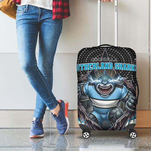 Cronulla Sutherland Sharks Luggage Cover The Scream of Lightning Eyes - Indigenous Dot Ripping Effect
