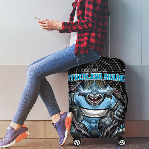 Cronulla Sutherland Sharks Luggage Cover The Scream of Lightning Eyes - Indigenous Dot Ripping Effect