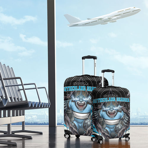 Cronulla Sutherland Sharks Luggage Cover The Scream of Lightning Eyes - Indigenous Dot Ripping Effect