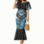 Cronulla Sutherland Sharks Mermaid Dress The Scream of Lightning Eyes - Indigenous Dot Ripping Effect