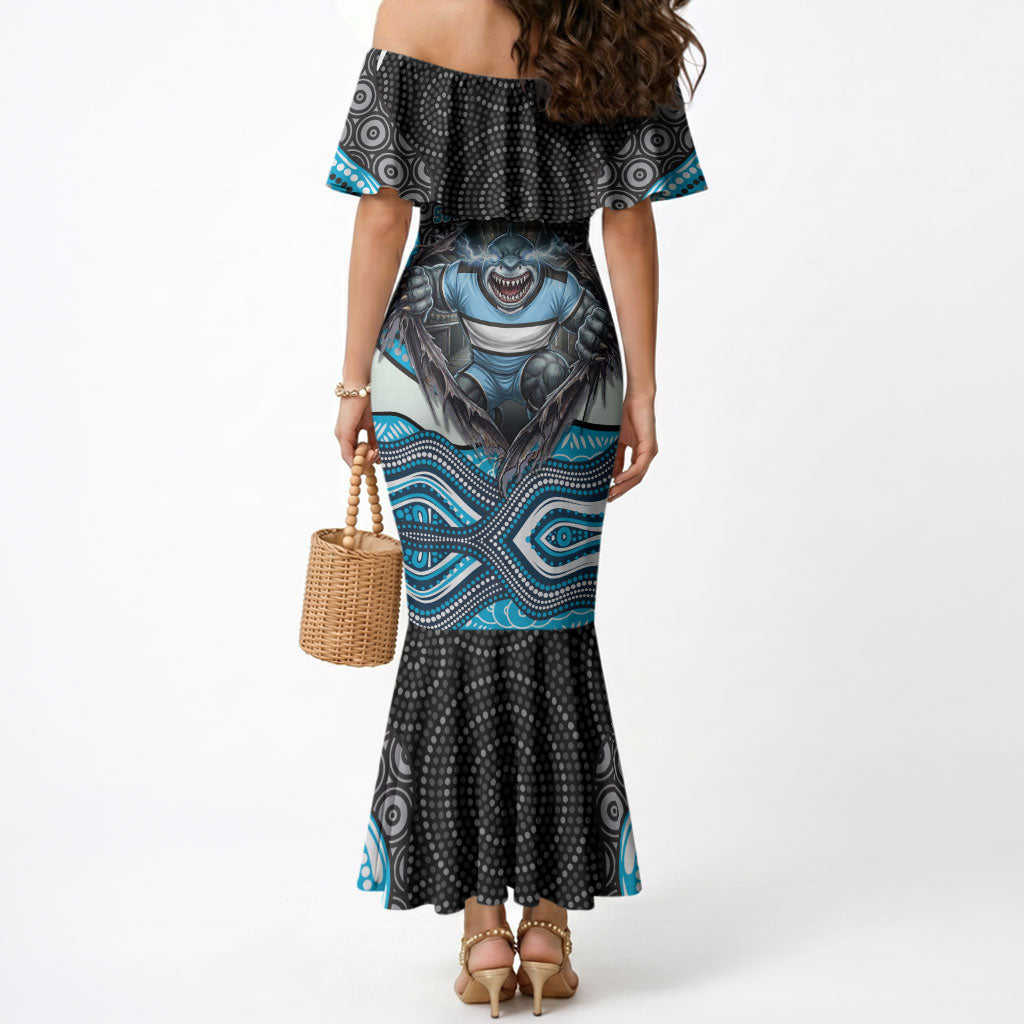 Cronulla Sutherland Sharks Mermaid Dress The Scream of Lightning Eyes - Indigenous Dot Ripping Effect
