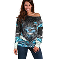 Cronulla Sutherland Sharks Off Shoulder Sweater The Scream of Lightning Eyes - Indigenous Dot Ripping Effect