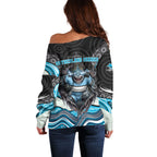 Cronulla Sutherland Sharks Off Shoulder Sweater The Scream of Lightning Eyes - Indigenous Dot Ripping Effect