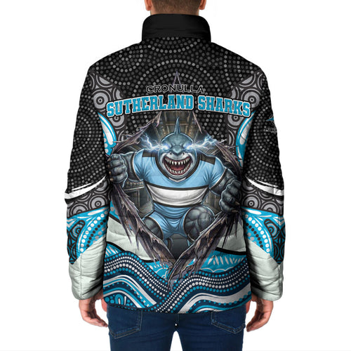 Cronulla Sutherland Sharks Padded Jacket The Scream of Lightning Eyes - Indigenous Dot Ripping Effect