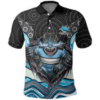 Cronulla Sutherland Sharks Polo Shirt The Scream of Lightning Eyes - Indigenous Dot Ripping Effect