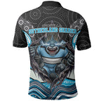 Cronulla Sutherland Sharks Polo Shirt The Scream of Lightning Eyes - Indigenous Dot Ripping Effect