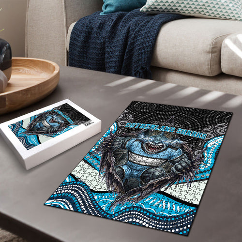 Cronulla Sutherland Sharks Puzzle The Scream of Lightning Eyes - Indigenous Dot Ripping Effect